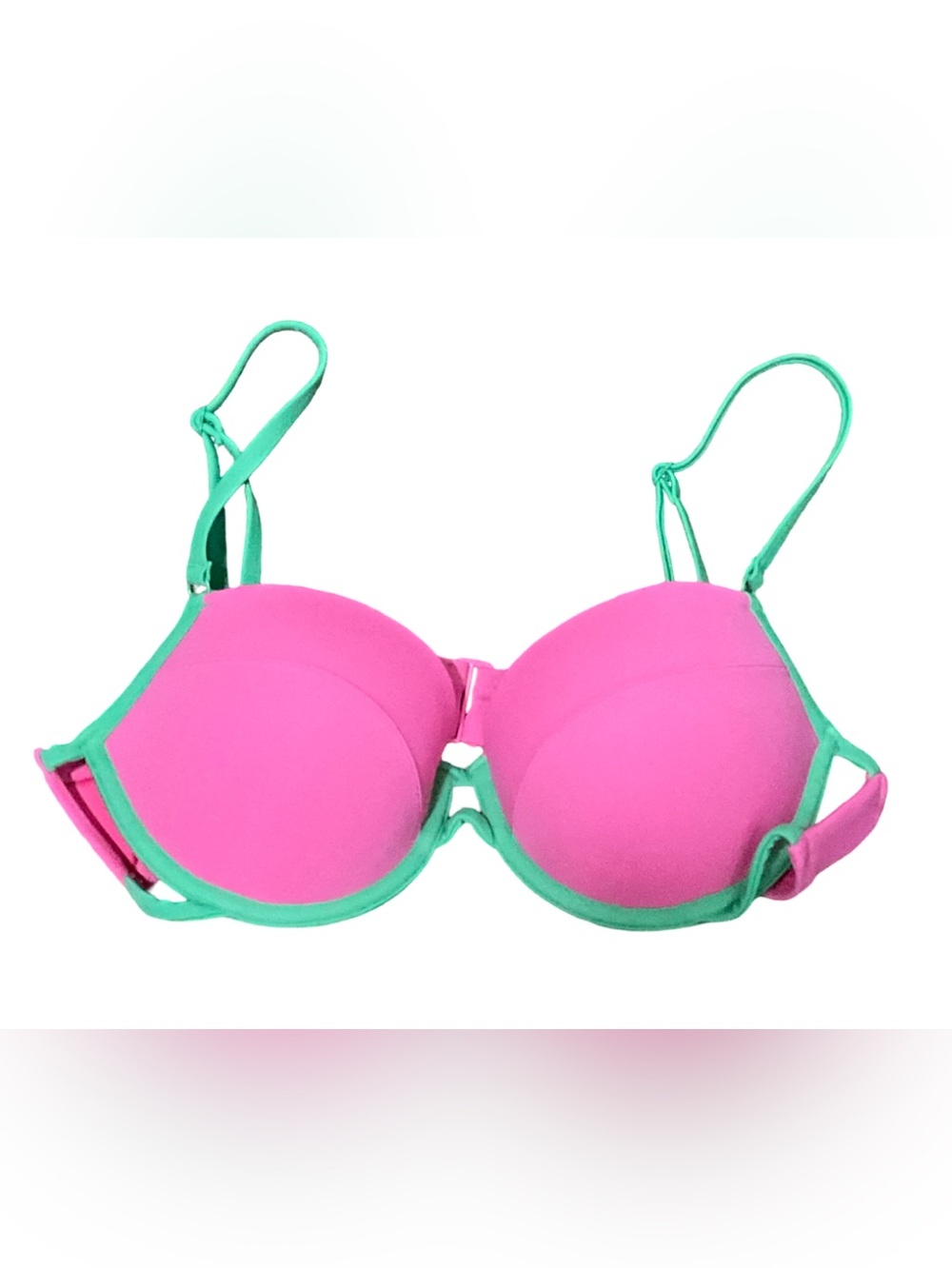 PINK Victoria’s Secret Pink Green Push Up Bikini Top 32B Colorblock